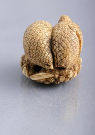 Netsuke: Ivory Figure of Two Quails on a Coil of Millet