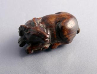 Wooden Netsuke of Reclining Ram