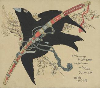Surimono of a Crow and Sword
