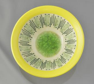 Yellow Bowl with Beach Glass and Stitch Pattern