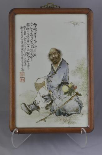 Painted porcelain plaque of the Daoist Immortal Tie Guanli