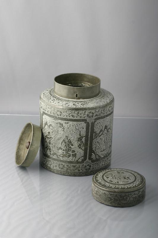 Pewter Tea Caddy with Incised Decoration
