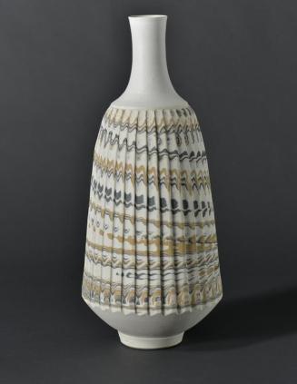 Fluted Agateware Porcelain Vase