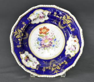 Bloor-Derby Dessert Plate with Circular Reserves with Floral Sprays