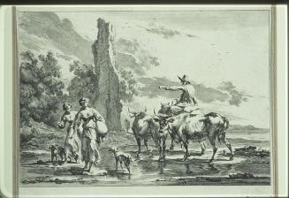 Untitled (Scene with Women, Men, Cows and Dogs)
