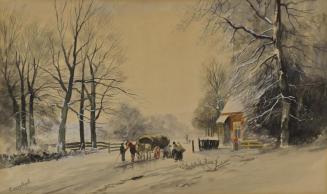 Untitled (Winter Cottage with Figures and Horse Drawn Cart)