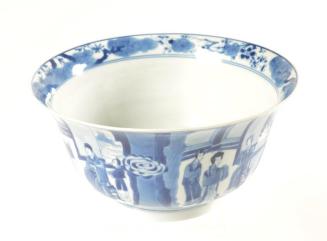 Blue and White  Bowl with Three Boys