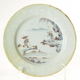 Plate with Chinese Figures in Landscape