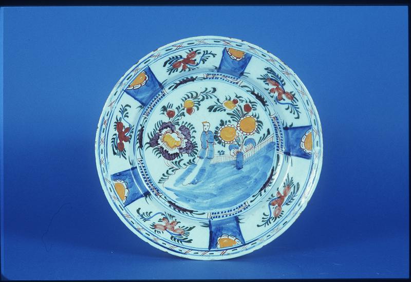 Dish with Oriental Figure in Garden