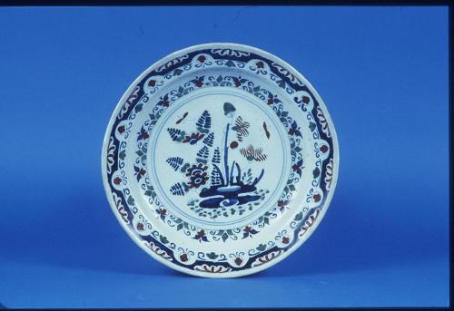 Dish with Floral and Rock Motif