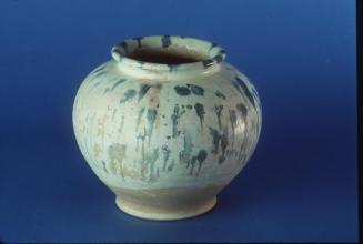 Round Bodied Vase with Cobalt Splashed Glaze