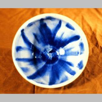 Kita's Temmoku Tea Bowl of Jewel-like blue stream glaze with oil spots
