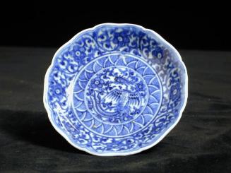 Blue and White Ware with Wave, Floral and Phoenix Motif