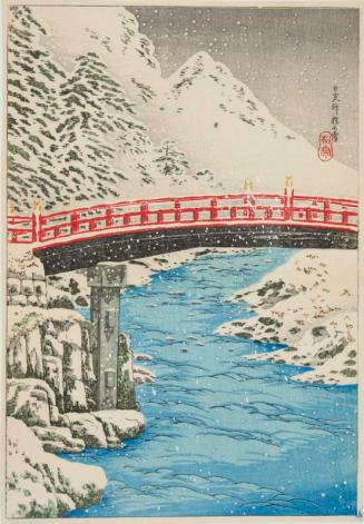 Red Bridge in Snow (Kamibashi Bridge, Nikko)