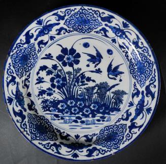 Delft Bowl with Birds in Landscape Motif