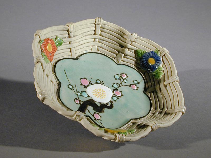 Banko Ware Dish with Chrysanthemums