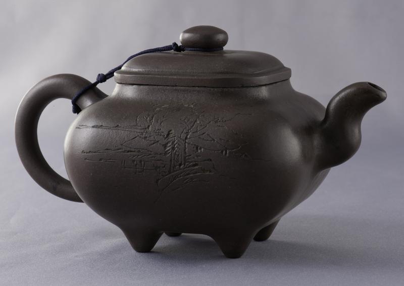 Yixing Teapot with Landscape and Calligraphy