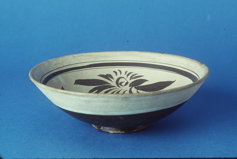Shallow Bowl with Chocolate  Floral Sprays