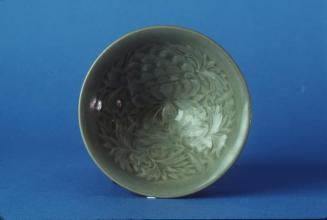 Conical Celadon Bowl with Beehive Peony