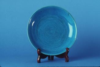 Large Shallow Dish with Peacock Blue Glaze
