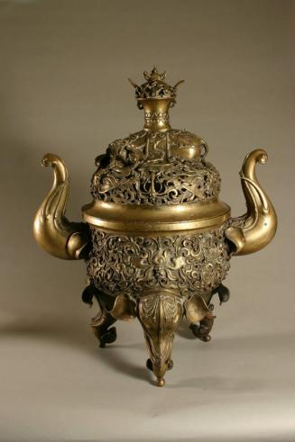 Large Incense Burner with Elephant Motifs