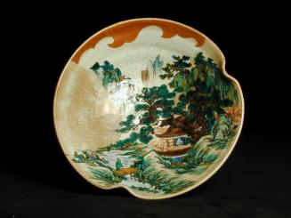 Bowl by Kutani with Scholar on Bridge