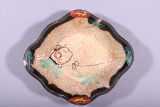 Dish with Enamel Floral Designs