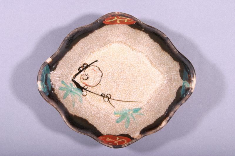 Dish with Enamel Floral Designs