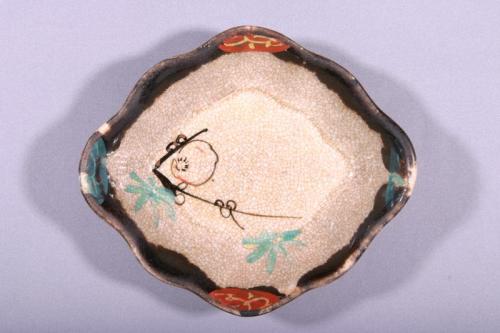 Dish with Enamel Floral Designs