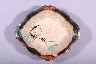 Dish with Enamel Floral Designs