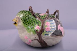Banko Ware Teapot in the Shape of a Quail with Branches