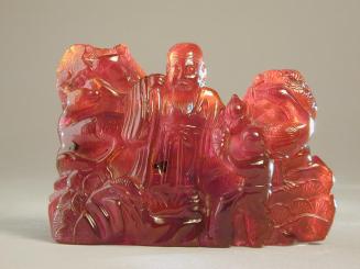 Amber Carving of an Immortal with Attendant