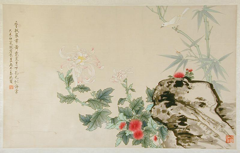 Bird with Chrysanthemums and Bamboo