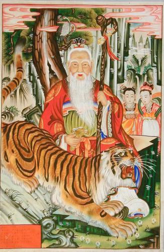 Folk Painting of Sage with Tiger