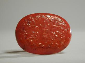 Amber Plaque with Shou Character and Dragons