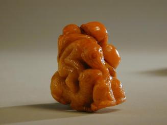 Amber Carving of Two Monkeys, Peaches and Goats