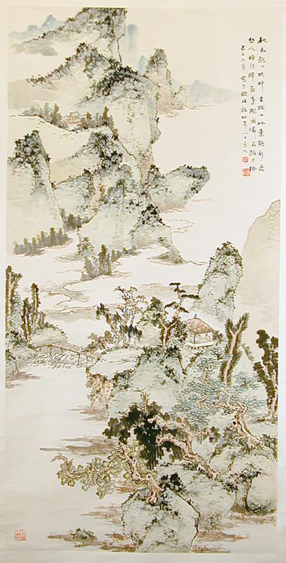 Untitled-Landscape with Mountains and Pavillion