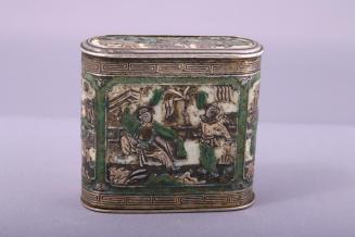 Opium Box in Silver, Gilt, and Enamel