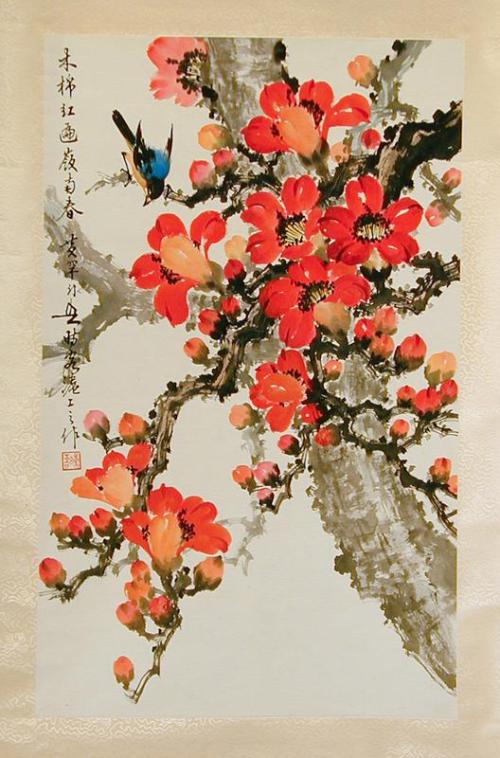 Bird in Blossoming Tree