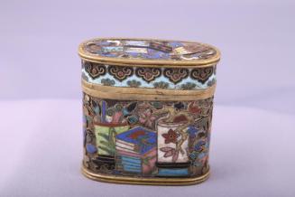 Cloisonné Opium Box with Design of Objects for the Scholar's Desk