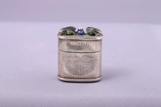 Silver Opium Box with Frogs and "Shou" Character