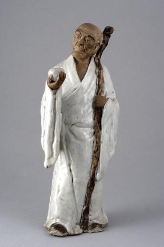 Shiwan Ware Standing Monk with Alms Bowl