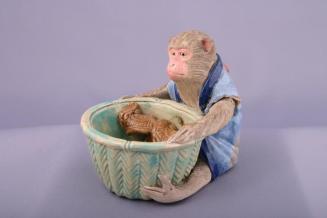 Monkey Figure with Basket and Mushroom