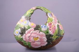 Vase in the Form of a Basket with Floral Decoration