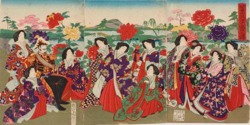 Meiji Emperor and Empress in Peony Garden