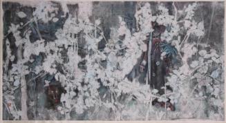 Girl and Wolf in Woods