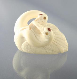 Netsuke of Two Nesting Cranes