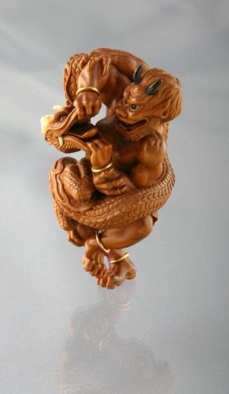 Netsuke of a Demon Wrestling with a Dragon
