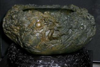 Large Jade Bowl with Carved Details