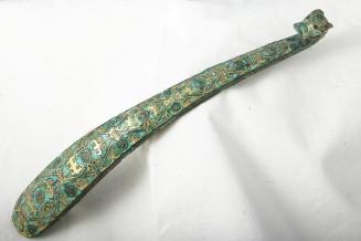 Gold, Turquoise Inlaid Bronze Belt Hook